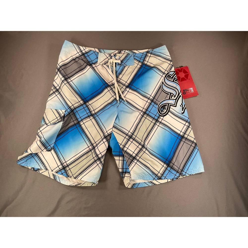 NWT Southpole Board Shorts Blue White Graphic Logo  Size 34